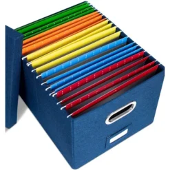 BirdRock Home 1-Pack Collapsible File Storage Organizer With Lid - Navy -Furniture Specialty Store GUEST 5c2ff8d8 6905 4b79 b32a 4b164348eb3a