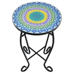 Costway Mosaic Side Table Accent Table Round Balcony Bistro End Table OrangeBlueNavy -Furniture Specialty Store GUEST 5ce9be21 40c1 4cc5 96aa 61f137db0539