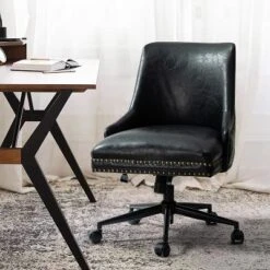 Xavier Faux Leather Office Task Chair With Nailhead | Karat Home