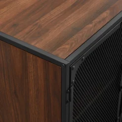 Urban Industrial Metal Mesh 4 Door TV Stand For TVs Up To 65" Dark Walnut - Saracina Home -Furniture Specialty Store GUEST 5f7862ae 113d 4467 a415 dc50d4873105