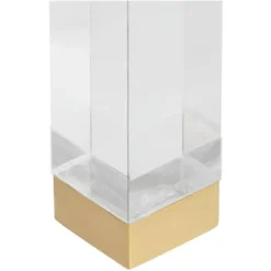 55 Downing Street Modern Cast Acrylic Accent Side End Table 23 1/2" X 24" Clear Gold Spaces Living Room Bedroom Bedside Entryway -Furniture Specialty Store GUEST 5fc48d8d b06f 4d6f 82ee 5e87519cc328