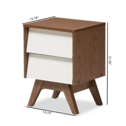 Hildon Mid - Century Modern Wood 2 - Drawer Storage Nightstand - White, "Walnut" Brown - Baxton Studio -Furniture Specialty Store GUEST 6017639b f769 4bd0 896e 0fb57e9284cd