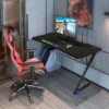 Costway 43.5 Inch Gaming Desk Z Shape Office PC Computer Desk Gamer Tables W/ LED Lights -Furniture Specialty Store GUEST 603278d4 6306 4bac a124 856d73ef1dd0