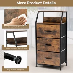 Costway 3 Drawer Dresser W/ Wood Top Sturdy Steel Frame Storage Organizer Dresser -Furniture Specialty Store GUEST 61088f1a 792c 4ba8 9d44 ec1d325f5001