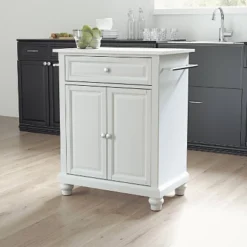 Cambridge Stone Top Portable Kitchen Island/Cart White - Crosley