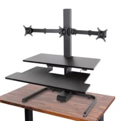 Techtonic Electric 3 Arm Monitor Mount Standing Desk - Sit To Stand Desk Converter With Keyboard Tray – Black – Stand Steady -Furniture Specialty Store GUEST 6166f1c4 faaf 4c52 850e 8e3adf519473
