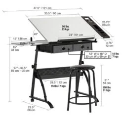 Core Drawing Table And Stool Set Charcoal Black/White - Studio Designs -Furniture Specialty Store GUEST 6196a32c e576 4d20 a4d7 3255f6d054a7