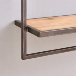 17" X 7.9" Floating Industrial Wood Wall Shelf With Metal Towel Bar Black - Danya B. -Furniture Specialty Store GUEST 623ca22c d6d2 4dc4 b7b5 87292121d304