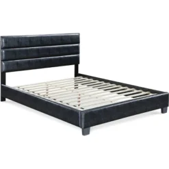 Hudson Leather Upholstered Bed Black - ClickDecor -Furniture Specialty Store GUEST 623e6756 e428 403e 93c6 3bea36f29470