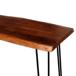 Alaterre Furniture Hairpin Natural Brown Live Edge Media Console Table Metal And Wood -Furniture Specialty Store GUEST 626b4b66 240b 43f1 9a92 979f548d0242