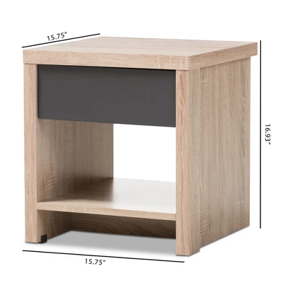 Jamie Modern And Contemporary Two - Tone Wood 1 - Drawer 1 - Shelf Nightstand - Brown - Baxton Studio 9 Jamie Modern And Contemporary Two - Tone Wood 1 - Drawer 1 - Shelf Nightstand - Brown - Baxton Studio - Image 7