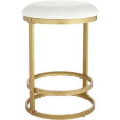 55 Downing Street Gold Bar Stool 26" High Modern White Fabric Cushion With Footrest For Kitchen Counter Height Island Home House -Furniture Specialty Store GUEST 62feda20 7624 47dc aa7a e22fdb1a4255