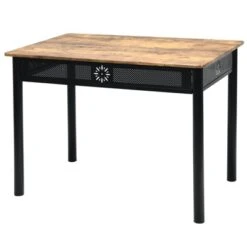 Tangkula 5 Piece Dining Set Wood Metal Table And Chairs Kitchen Furniture Black -Furniture Specialty Store GUEST 639f7a83 6855 432a 97fd f6e36641fa04