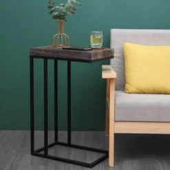 Breeze Casual C Shaped End Table Metal Frame Rustic Brown - Proman Products -Furniture Specialty Store GUEST 63abf3e2 afd5 4e72 967e c7217c4c5933