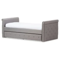 Twin Swanson Modern And Contemporary Fabric Tufted Daybed With Roll-Out Trundle Guest Bed - Baxton Studio -Furniture Specialty Store GUEST 64123631 7044 42da 956a 442d18f7cffb