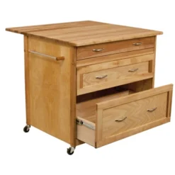 Wood 3 Drawer Kitchen Cart In Natural Birch Brown - Catskill Craftsmen -Furniture Specialty Store GUEST 6448f6f4 4d71 40b9 b242 b33d640cf424
