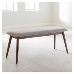 Flora Mid-Century Modern Light Gray Fabric & Oak Medium Brown Finishing Wood Dining Bench - Baxton Studio -Furniture Specialty Store GUEST 644f7dd6 ddba 466f a47f c67c17be2adc