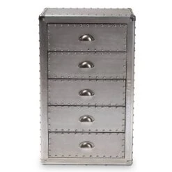 5 Drawer Davet Metal Accent Chest Silver - Baxton Studio -Furniture Specialty Store GUEST 646889bf d034 488d ac1c 7e66a1b9d126