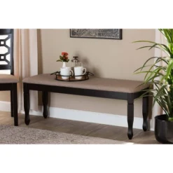 Corey Fabric Upholstered And Wood Dining Bench - Baxton Studio -Furniture Specialty Store GUEST 64ae1566 84af 409e 84fa dca1075d1918