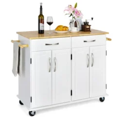 Costway 4-Door Rolling Kitchen Island Cart Buffet Cabinet W/ Towel Racks Drawers WhiteBlack 23 Costway 4-Door Rolling Kitchen Island Cart Buffet Cabinet W/ Towel Racks Drawers WhiteBlack -Furniture Specialty Store GUEST 65696d42 13ce 42ec 9b80 af4923146506