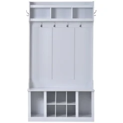 39.4" 3-in-1 Design Hall Tree With 6 Hooks, Coat Hanger And Entryway Storage Bench - ModernLuxe -Furniture Specialty Store GUEST 6597c1dc c2dc 4ae3 a79b a16e062b6c3b