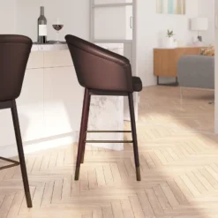 Merrick Lane Modern Wood Frame Stool With Metallic Accents -Furniture Specialty Store GUEST 662ce35f 3687 46d8 82ca feb932456a33