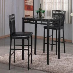 Home Source Eric 3-piece Bistro Set With Counter Height Table And 2 Textured Faux Leather Side Chairs -Furniture Specialty Store GUEST 669e7430 b285 4afa a9a7 e9b7b03ef638