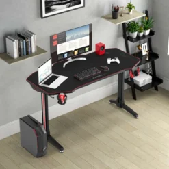 Costway 55'' Gaming Desk T-shaped Computer Desk W/ Full Mouse Pad & LED Lights -Furniture Specialty Store GUEST 66ca092c eb35 437a b591 92abb1ffe79c