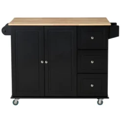 HOMCOM Mobile Kitchen Island Storage Trolley Cart On Wheels With Dropleaf Top, Towel/Spice Rack, 3 Drawers, 2-Door Cabinet -Furniture Specialty Store GUEST 66ebca00 573f 4e9a 8829 ff9c365ad2d5