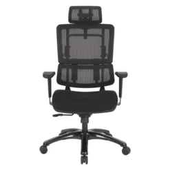 Vertical Mesh Back Chair With Shiny Base And Coal Free Flex Fabric With Headrest - OSP Home Furnishings