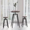 HOMCOM 3 Piece Industrial Adjustable Dining Table Set, Bar Height Bistro Table And Swivel Pub Stools For Small Space -Furniture Specialty Store GUEST 673aecae ab45 4adf 9afd 1461ddfaf663