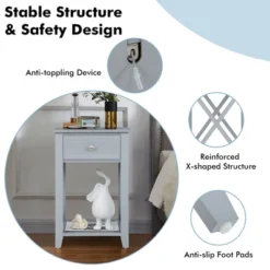 Costway Bedside Sofa End Table Nightstand With Drawer For Living Room Bedroom Grey/Black/White -Furniture Specialty Store GUEST 6756cdb8 89f6 4f73 830d fb3d09099101