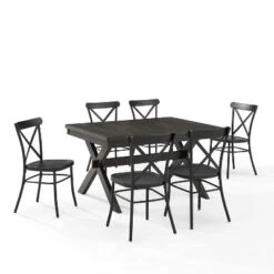 7pc Hayden Extendable Dining Set With Camille Chairs Matte Black/Slate - Crosley -Furniture Specialty Store GUEST 677e9857 bd21 4c40 a006 f254530ae17c