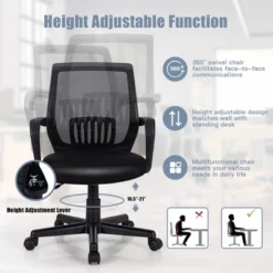 Costway Height Adjustable Mid-Back Mesh Chair Executive Chair W/ Lumbar Support -Furniture Specialty Store GUEST 696a1b11 8701 40c5 adf2 2db89a71ae0a