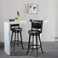 Costway Set Of 2 29'' Swivel Bar Height Stool Wood Dining Chair Barstool Black -Furniture Specialty Store GUEST 69d495e2 6a48 469e 989d 8ea2df95bbd0
