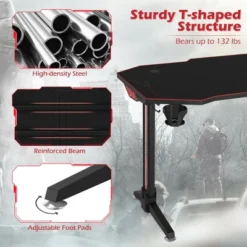 Costway 55'' Gaming Desk T-shaped Computer Desk W/ Full Mouse Pad & LED Lights -Furniture Specialty Store GUEST 6a3bb71e 780a 4fce bb63 445fa302213a