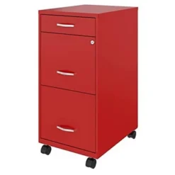 Space Solutions 18 Inch Wide Metal Mobile Organizer File Cabinet For Office Supplies & Hanging File Folders W/ Pencil Drawer & 3 File Drawers, Red -Furniture Specialty Store GUEST 6a4821c1 f7c2 4b4e 8fd3 879bcbf6315d