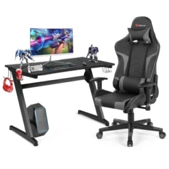 Costway Z-Shaped Racing Style Desk & Massage Gaming Chair Set For Home Office -Furniture Specialty Store GUEST 6a93f44c 201f 44d8 93c1 cdc50c85205b