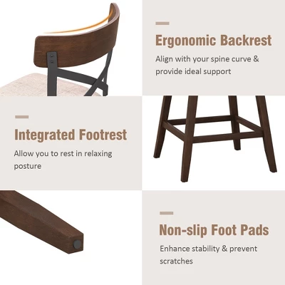 Costway Set Of 4 Wooden Swivel Bar Stools Upholstered Counter Height Dining Chairs 9 Costway Set Of 4 Wooden Swivel Bar Stools Upholstered Counter Height Dining Chairs - Image 7