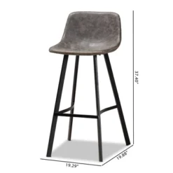 Set Of 2 Tani Faux Leather Upholstered Metal Barstools Gray/Black - Baxton Studio -Furniture Specialty Store GUEST 6adf0423 acb9 471e a28d 11638850aabe