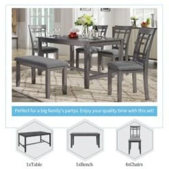 6-Piece Farmhouse Rustic Wooden Dining Table Set With 4 Chairs And Bench, Antique Gray - ModernLuxe 14 6-Piece Farmhouse Rustic Wooden Dining Table Set With 4 Chairs And Bench, Antique Gray - ModernLuxe -Furniture Specialty Store GUEST 6b35c768 4840 4ca5 b3ac a748af145632