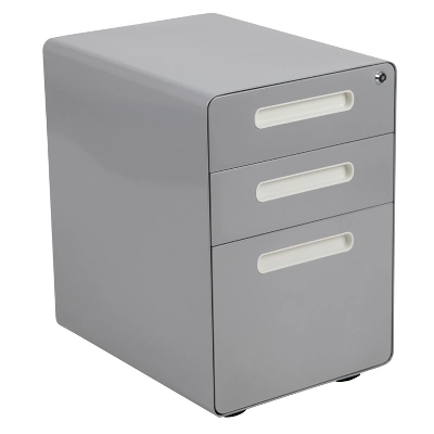 Flash Furniture Ergonomic 3-Drawer Mobile Locking Filing Cabinet With Anti-Tilt Mechanism And Hanging Drawer For Legal & Letter Files 14 Flash Furniture Ergonomic 3-Drawer Mobile Locking Filing Cabinet With Anti-Tilt Mechanism And Hanging Drawer For Legal & Letter Files - Image 12