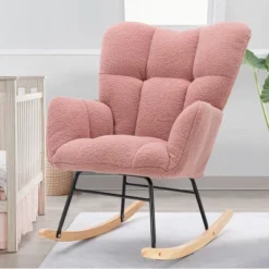 Epping Accent Modern Armchair Faux Shearling Fabric Nursery Glider Rocker, Wingback Chair Rocking Chairs-Maison Boucle -Furniture Specialty Store GUEST 6c50751a 08e7 497a 9b19 e9c8f7f761e8