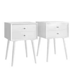 Costway 2PCS Wooden Nightstand Mid-Century End Side Table W/2 Storage Drawers -Furniture Specialty Store GUEST 6c571877 7af1 4b34 9eda 047f24e48d17