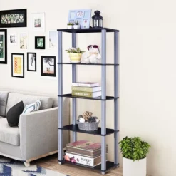 Costway 5-Tier Multi-Functional Storage Shelves Rack Display Bookcase Home Furni Black -Furniture Specialty Store GUEST 6cc02541 b644 4ab0 9bb4 370d8384854b