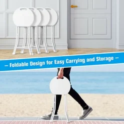 Costway Set Of 4 Portable Folding Stools 18'' Collapsible Round Stools White -Furniture Specialty Store GUEST 6d1f549b 45cb 49a3 83ac 169a42dd6fac