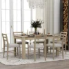 7 PCS Extendable Wooden Dining Table Set With 6 Upholstered Chairs, 12" Leaf And 2 Drawers-ModernLuxe