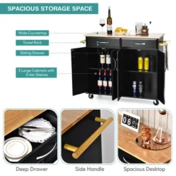 Costway 4-Door Rolling Kitchen Island Cart Buffet Cabinet W/ Towel Racks Drawers WhiteBlack 17 Costway 4-Door Rolling Kitchen Island Cart Buffet Cabinet W/ Towel Racks Drawers WhiteBlack -Furniture Specialty Store GUEST 6dfe860d d685 449a 9118 5ee884e8abd9