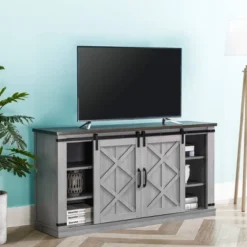 58" TV Stand For TVs Up To 65" Gray - Home Essentials -Furniture Specialty Store GUEST 6e1e6e0e 7a1b 4848 9be5 748d75f3f09a