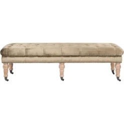 Barney Tufted Bench W/ Brass Nail Heads - Safavieh -Furniture Specialty Store GUEST 6e3cb60d 1386 465f 9bb7 2825935c1c26